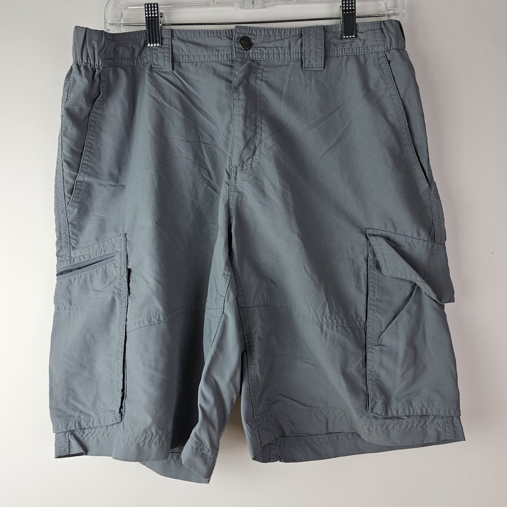 Columbia Cargo Shorts‎ Mens Gray 32X10 Pocket Utility Work Elastic Waist Outdoor